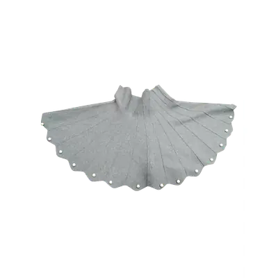 Elegant Grey Scalloped Pleated Midi Skirt with Pearl Trim primary image