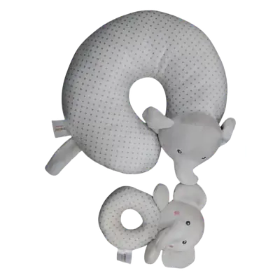 U-Shaped Neck Support Pillow With Ring-Shaped Baby Rattle primary image