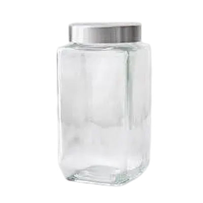Square Glass Storage Jar with Stainless Steel Airtight Lid primary image