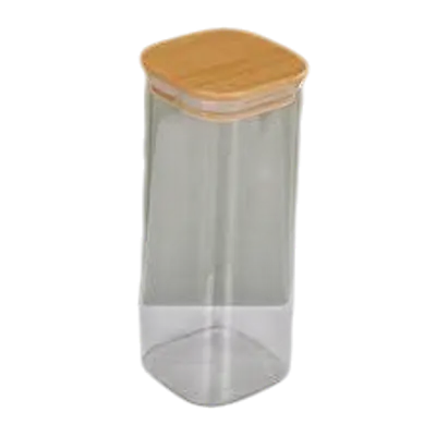 Square Glass Storage Jar with Airtight Bamboo Lid primary image