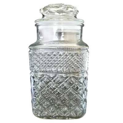 Retro Square Diamond Pattern Glass Cookie Jar / Kitchen Canister primary image