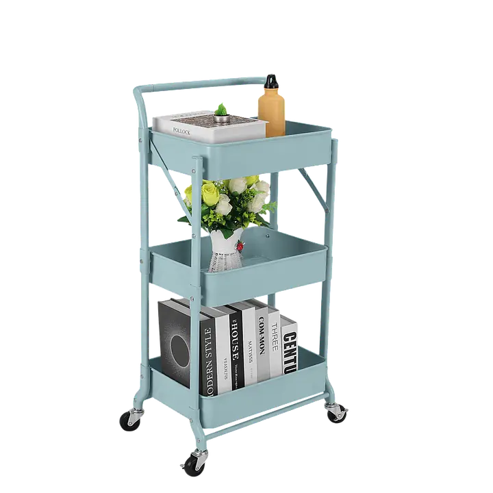 3-Tier Foldable Rolling Utility Cart. - Master