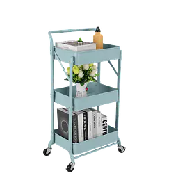 3-Tier Foldable Rolling Utility Cart. - Master