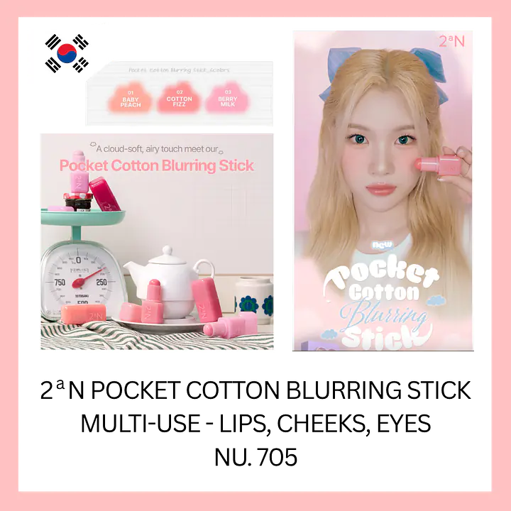 2aN Pocket Cotton Blurring Stick - Name: 01 Baby Peach