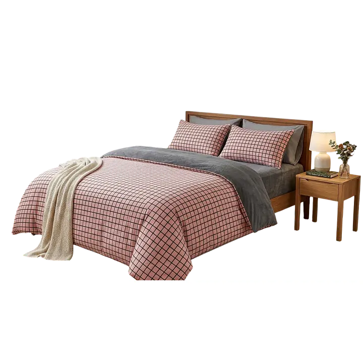Cozy Plaid Duvet Set / Bedding set (Bedsheet, Pillow Covers, Blanket Cover) - Master