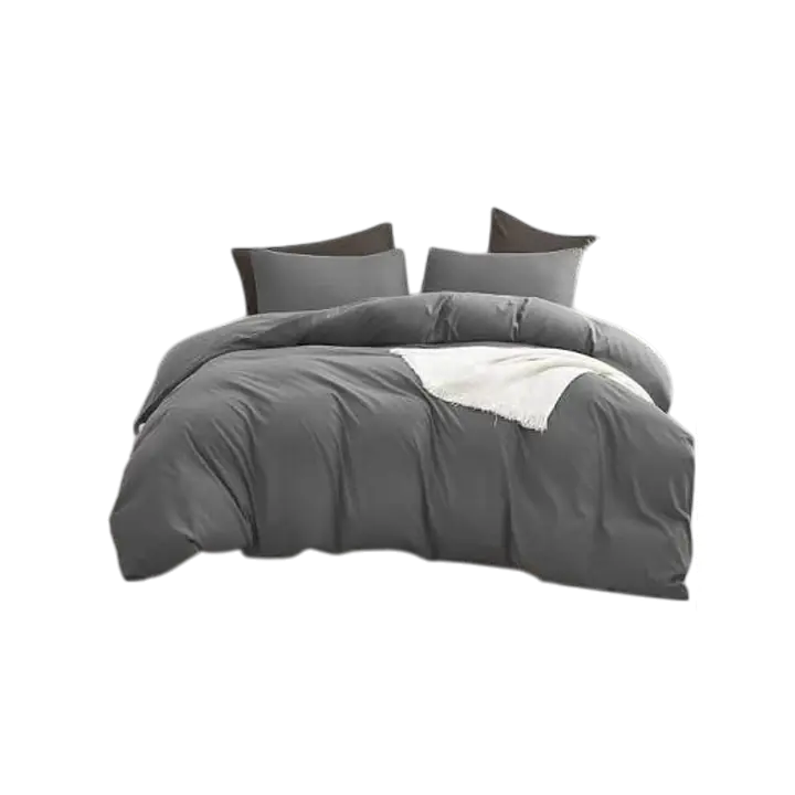 Solid Color Microfiber Duvet Cover Set (Bedsheet, Pillow Covers, Blanket Cover) - Master