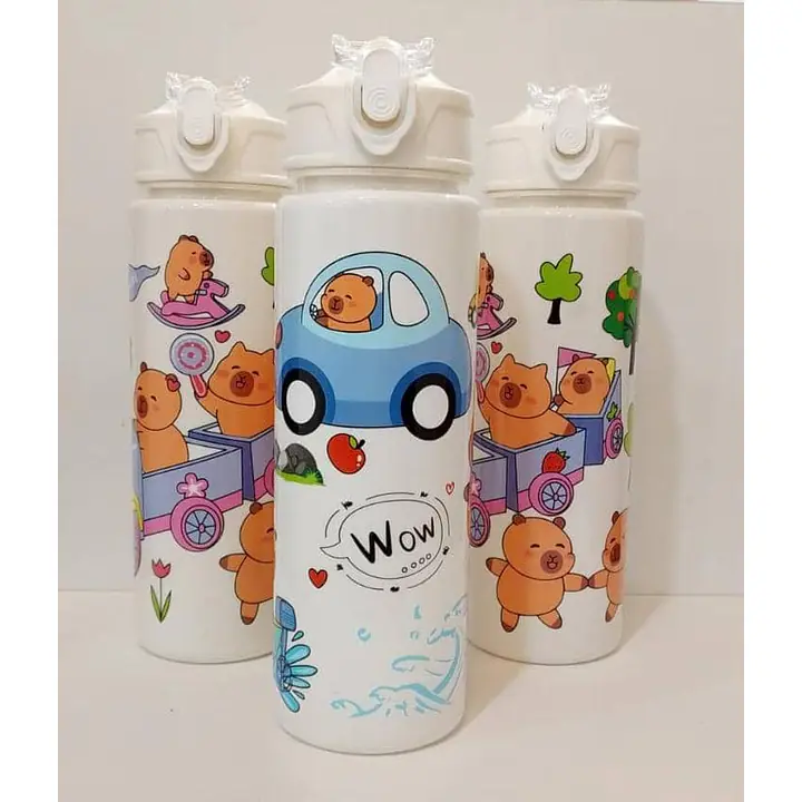 Capybara Print Water Bottle White - Master