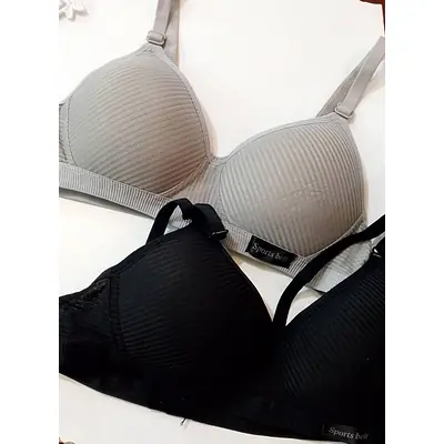 Breathable Seamless Bra Grey/Black primary image