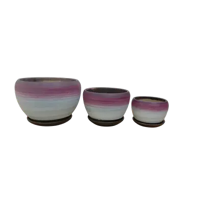 Glazed  Ceramic Flower Pot Set of 3 primary image