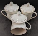 Ceramic Teacup Lid Gold Rim 350ml