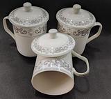 Ceramic Cup With Lid Silver Border 400ml