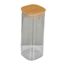 Square Glass Storage Jar with Airtight Bamboo Lid