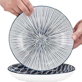 Japanese Ceramic Deep Dinner Plate – Sendan Tokusa Blue & White Design