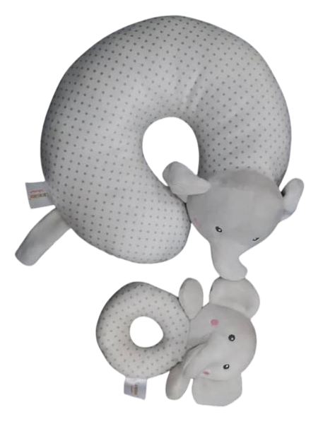 U-Shaped Neck Support Pillow With Ring-Shaped Baby Rattle