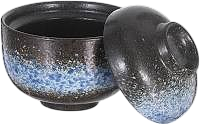 Japanese Starry Blue Lidded Ceramic Miso Bowl