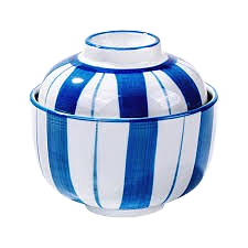 Traditional Japanese Ceramic Bowl – Blue & White Striped Design
