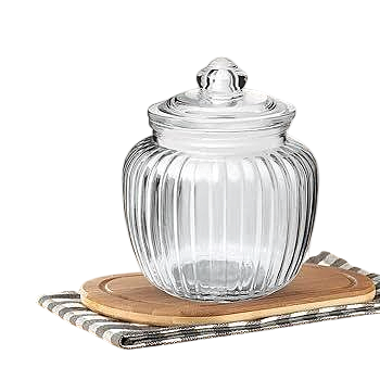Ribbed Glass Storage Jar