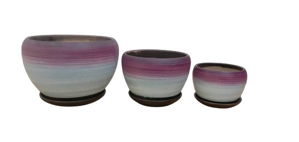 Glazed  Ceramic Flower Pot Set of 3