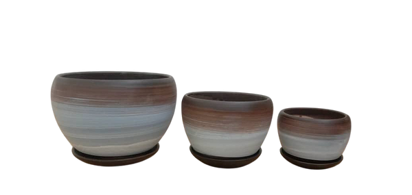 Glazed  Ceramic Flower Pot Set of 3