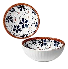 Japanese Style Ceramic Bowl – Blue Floral Design