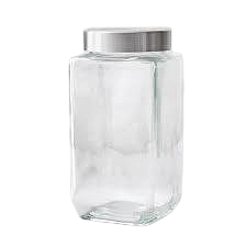 Square Glass Storage Jar with Stainless Steel Airtight Lid