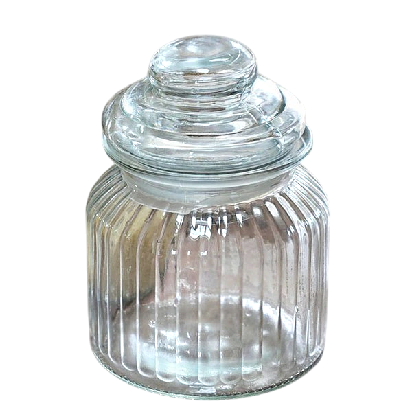 Vintage Ribbed Candy Jar.