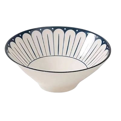 Japanese-Style Ceramic Ramen Bowl – Blue Petal Design