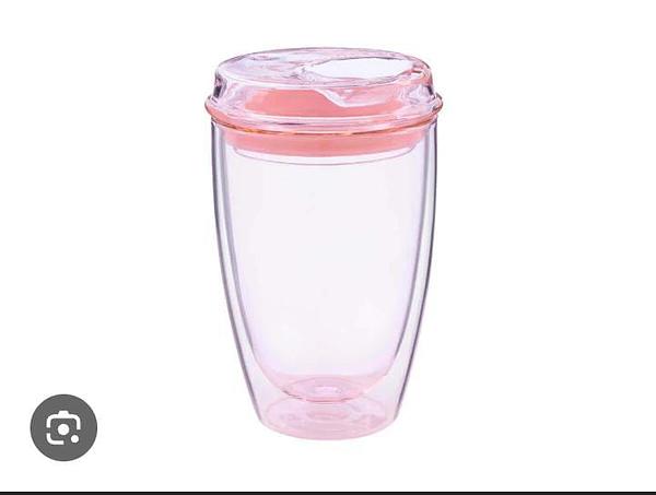 Double Layer Glass Tumbler Pink
