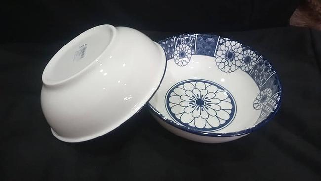 Blue and White Airplane Bowl