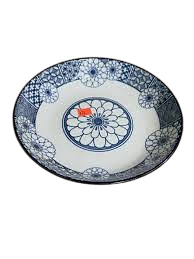 Japanese Traditional Blue Floral Ceramic Deep Plate