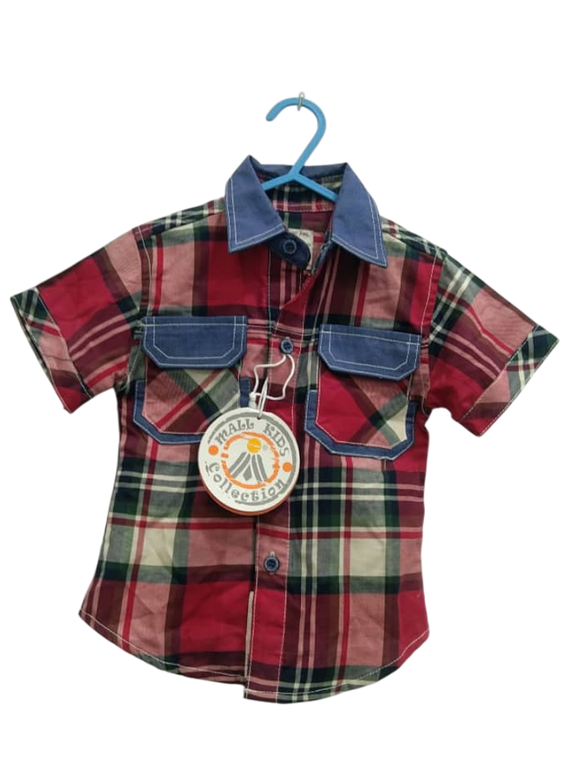 Short-Sleeved Plaid Shirt For Children