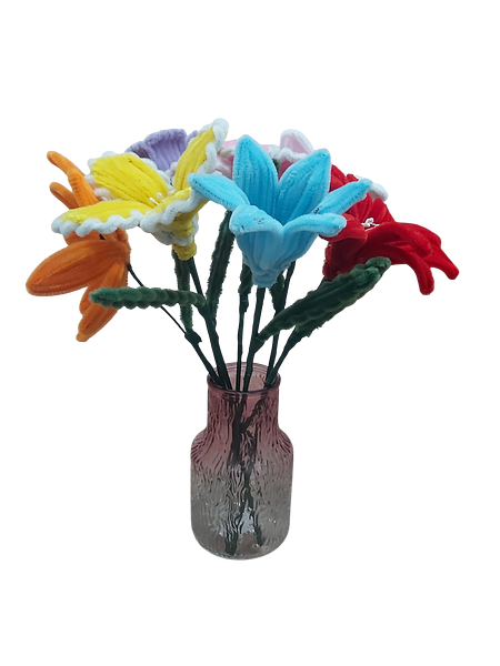 Decorative Twist Stick Flower Set with Vase