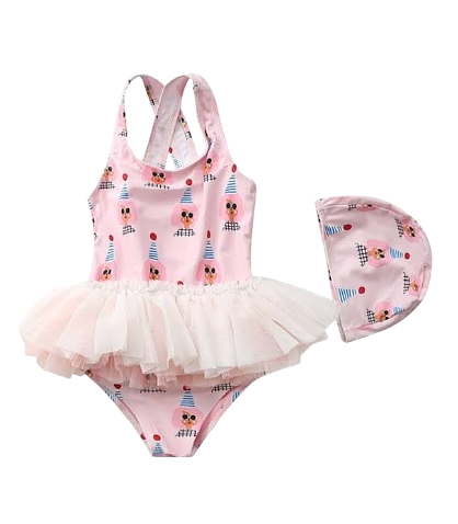 Baby Girl Swimwear with Ballet Gauze Skirt Princess Swimming Suit