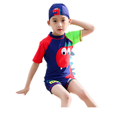Little Boys Shark Swim Trunks with Cap Set