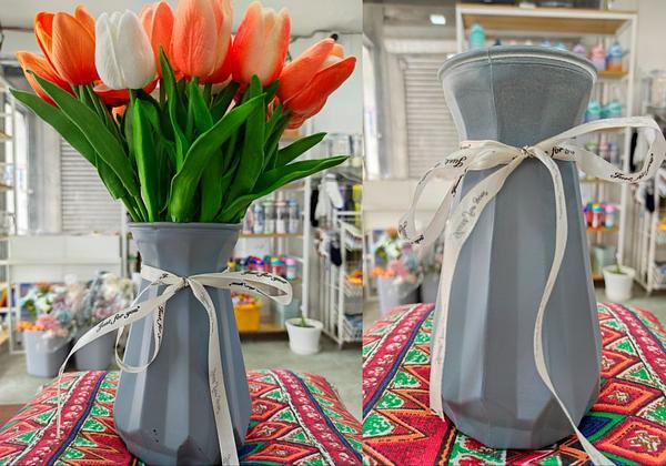 Pumpkin Blue Glass Vase